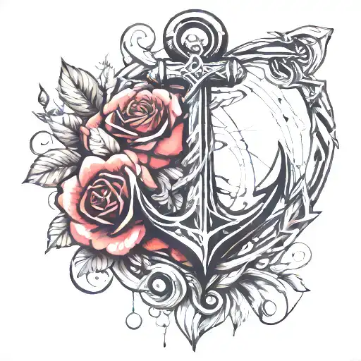 Wolf Arrow Anchor Rose Intertwined