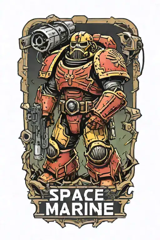 Space Marine Warhammer 40K Space Marine Doom Slayer Rosen Schriftzug