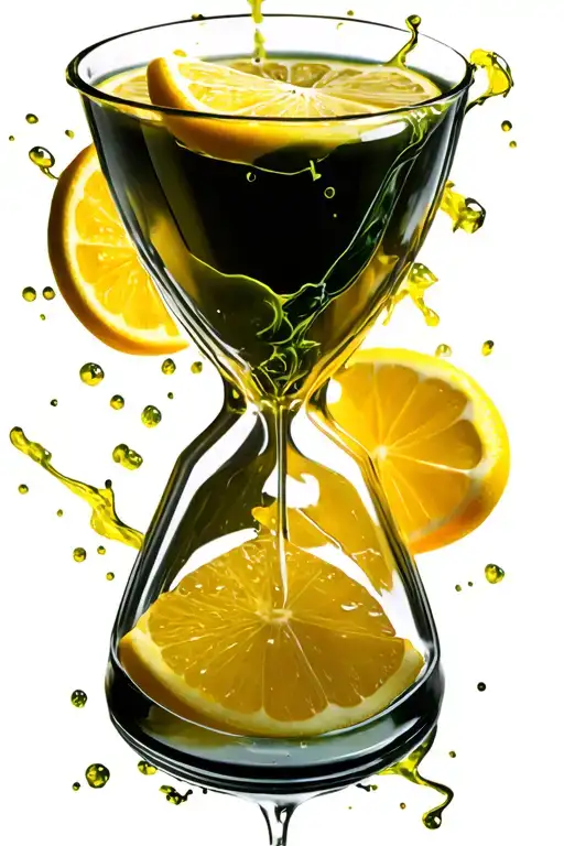 Hourglass With Lemonade Glass Overflowing