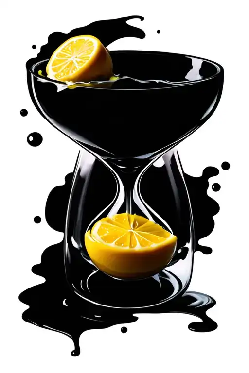 Hourglass With Lemonade Glass Overflowing