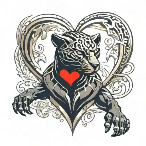 Black Panther Holding A Heart