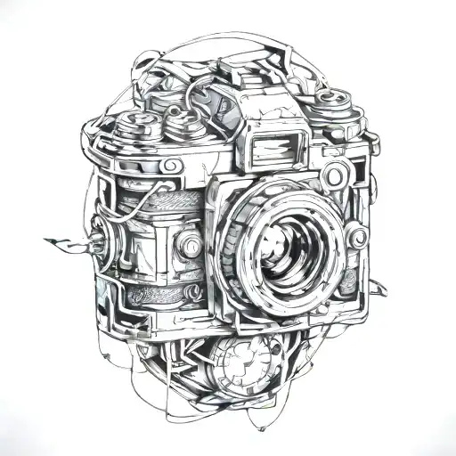 Camera With 3 Pocket Watche Intertwined Within