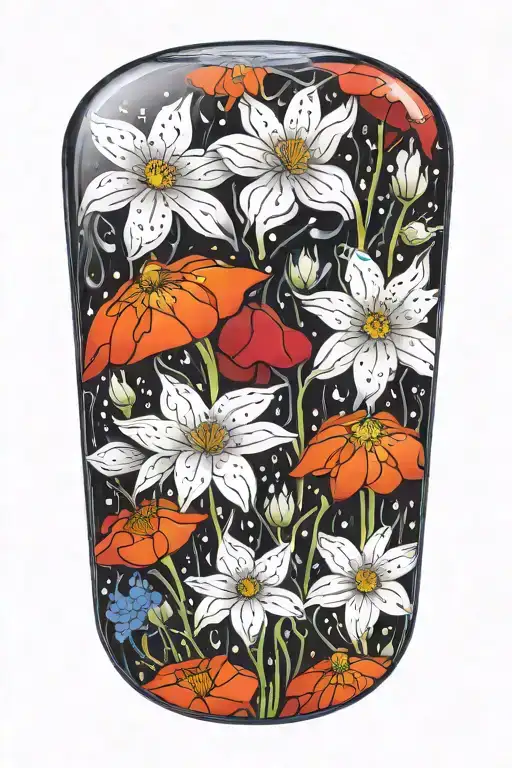 Wildflowers Growing Inside A Rain Drop Flower Intertwined