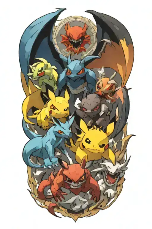 Pokemon And Mainline Video Game Characters Battling In The Form Of Heaven And Hell No Duplicating