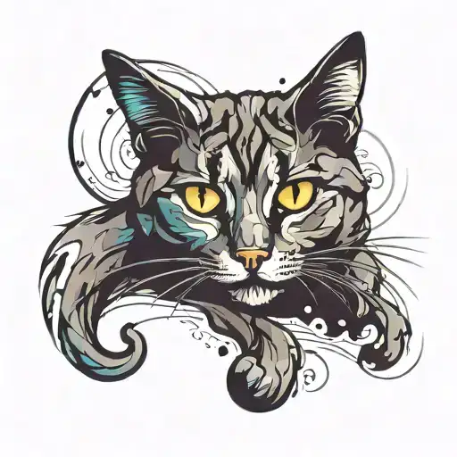 Cat In Semicolon Shape