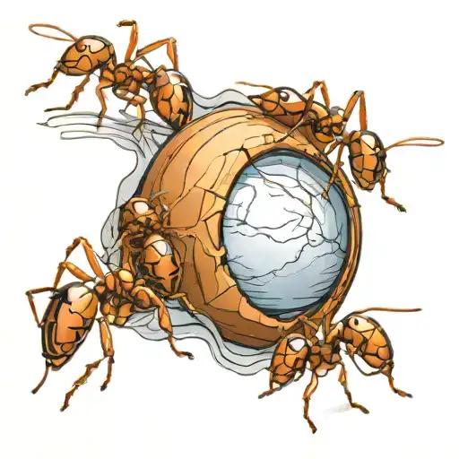 Line Of Ants Carrying An Eyeball