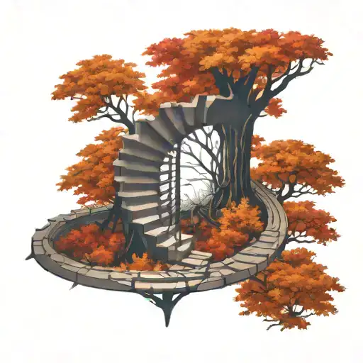 Tree With A Spiral Staircase And Light On Top