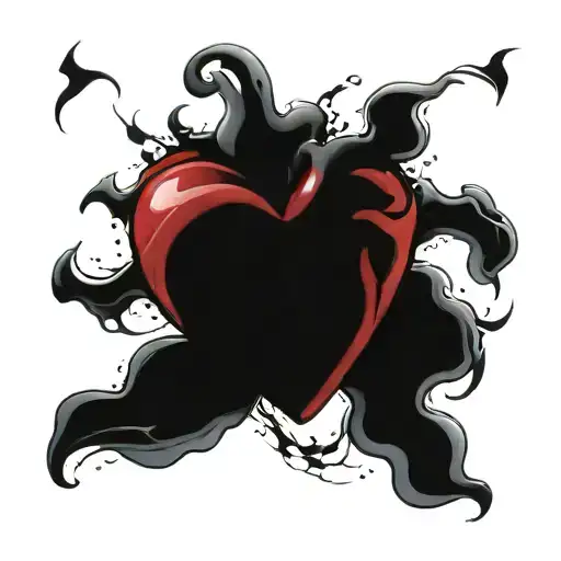 Human Heart Tatto With Rose With Color