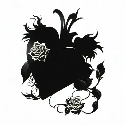 Human Heart Tatto With Rose