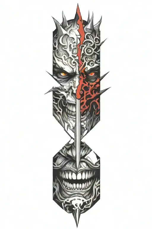 Demon Face Torn Apart By Sword