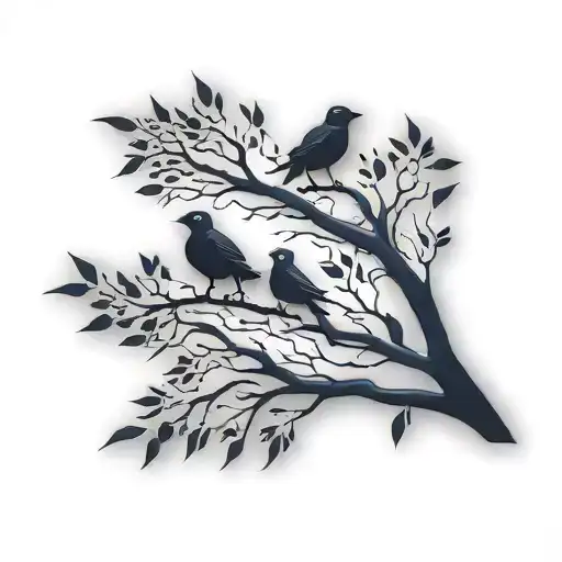 Birds On A Tree Branch