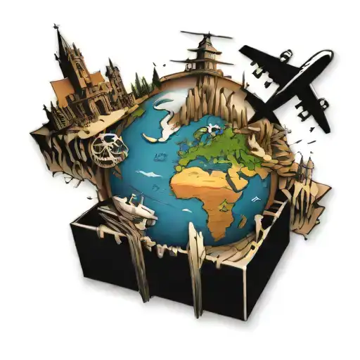 Travel Related Tattoo Design