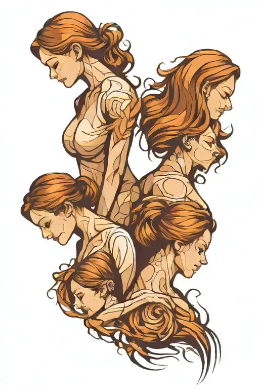 Mother And 3 Daughters Minimalist