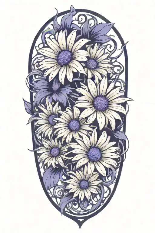 Purple Daisy Flowers Intertwined With Blue Cos Talking To The Death