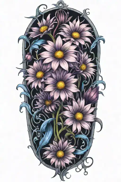 Purple Daisy Flowers Intertwined With Blue Cos Talking To The Death