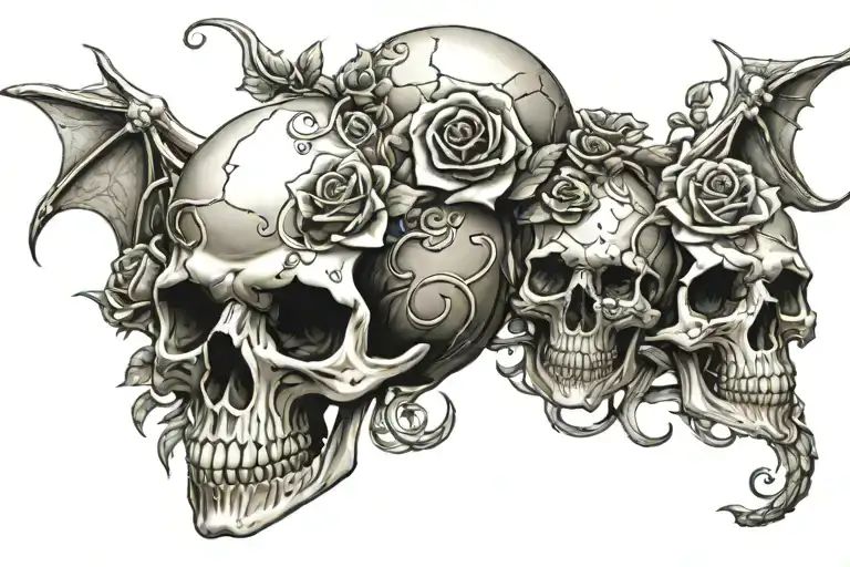 Skull Roses Dragon