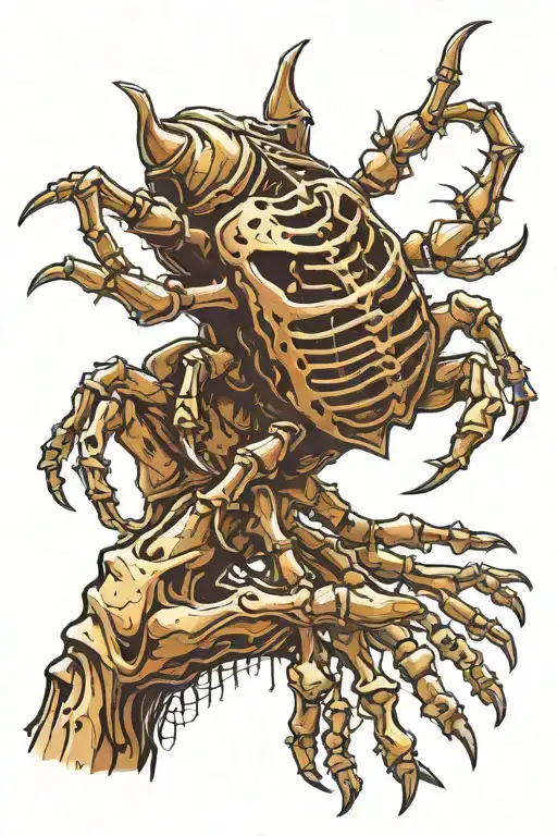 Skeleton Hands Reaching Out To A Rhinoceros Bug Holding It With Its Claws