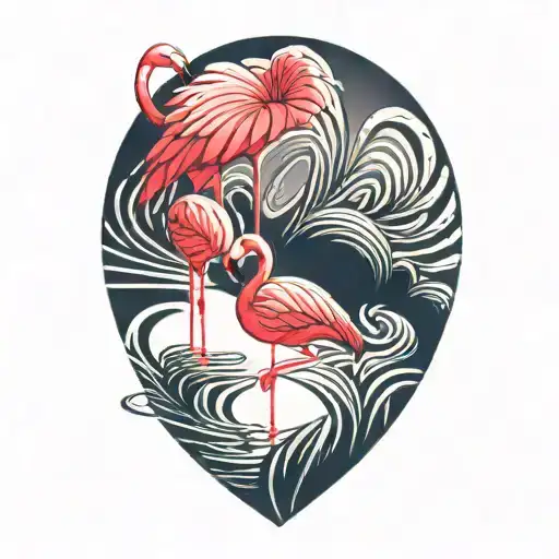 Flamingo Playing With Each Other