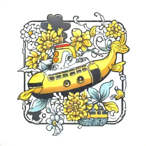 Yellow Submarine With Flowers