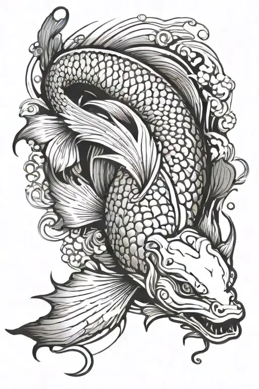 Koi Fish Dragon Emerging