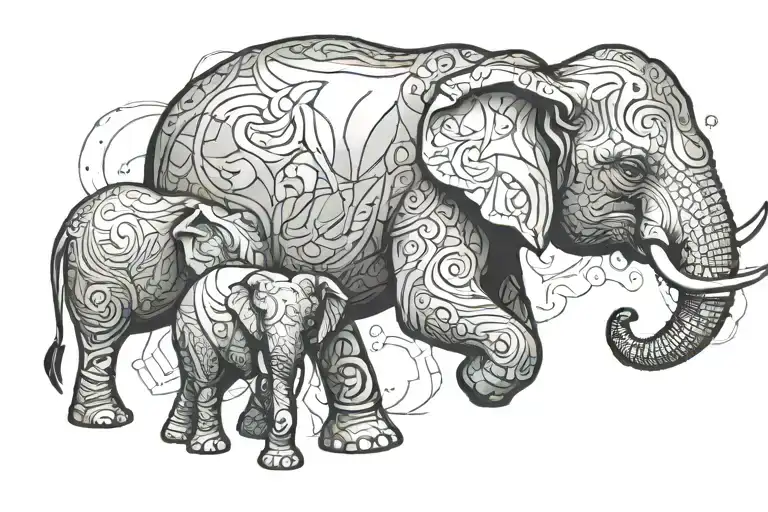 Mother Elephant Holding