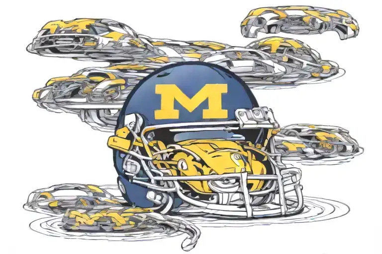 Michigan Wolverines Football Helmet Surrounded