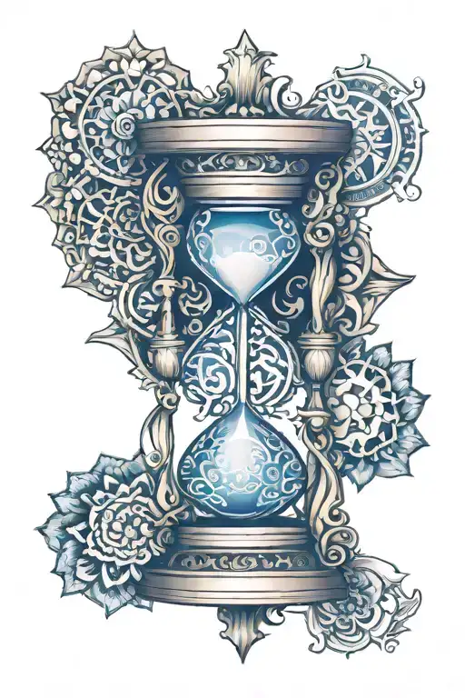 Hourglass With A Mandala Design Incorporating