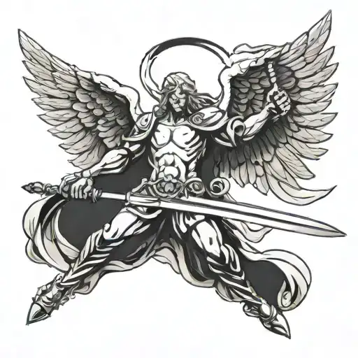 Flying Angel Holding A Sword