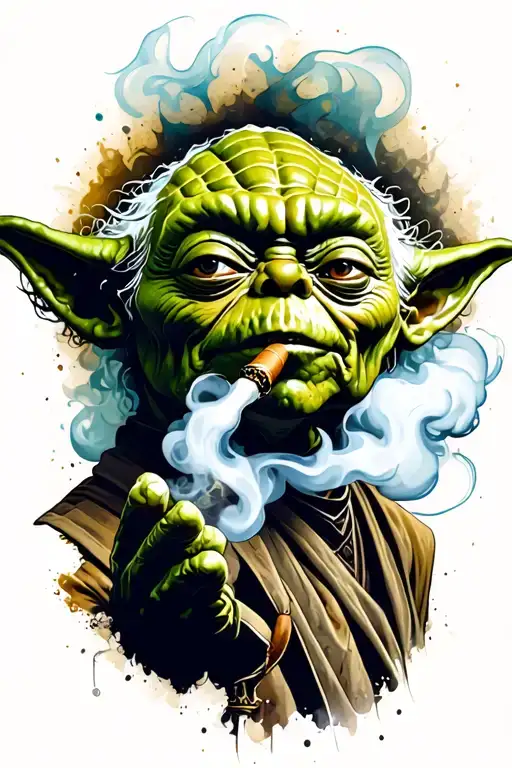 Yoda Smoking A Cigar Smoke