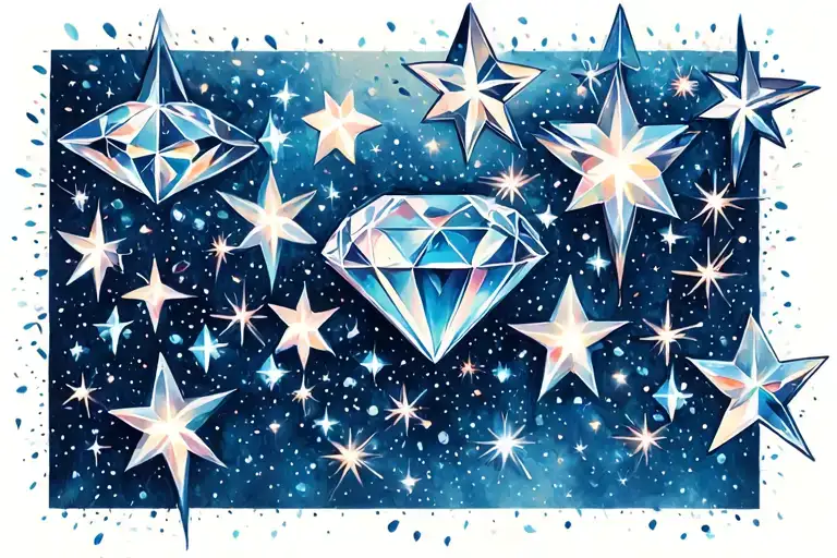Stars And Diamonds Sparkles Scattered Across Front