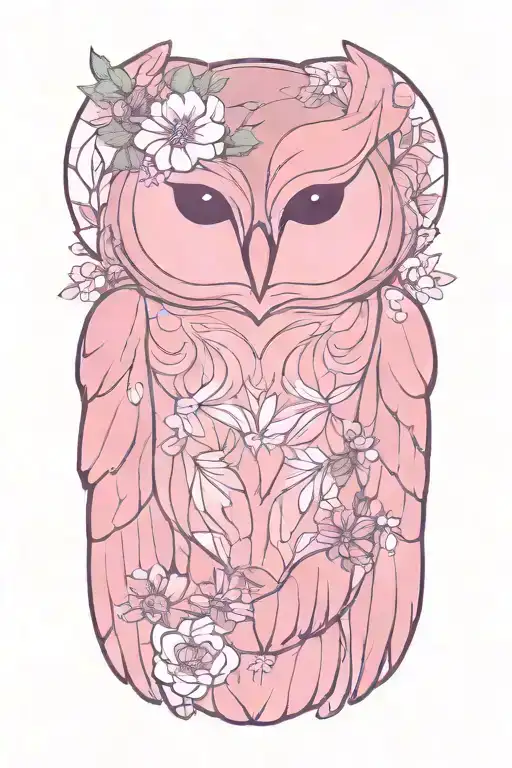 Owl Wearing Wildflower Crown