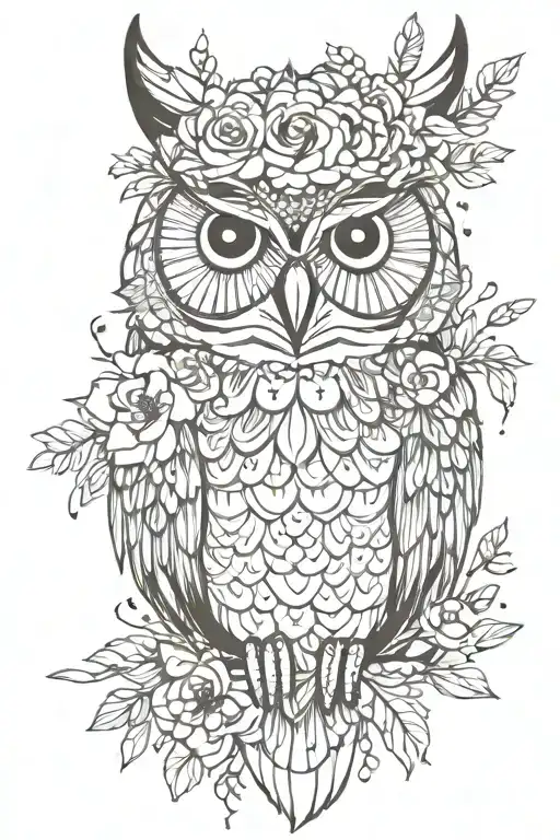 Boho Owl Wearing Flower Crown