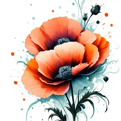 Floral Art Poppies Flower Blooming