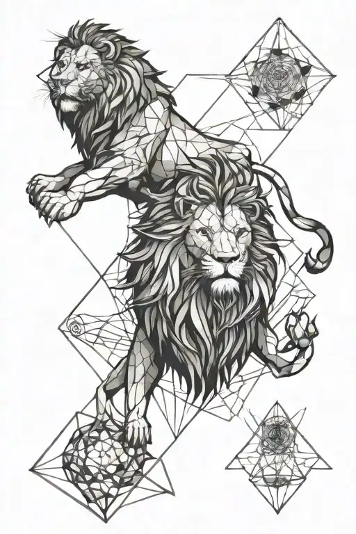Roaring Lion With Metatron Cube