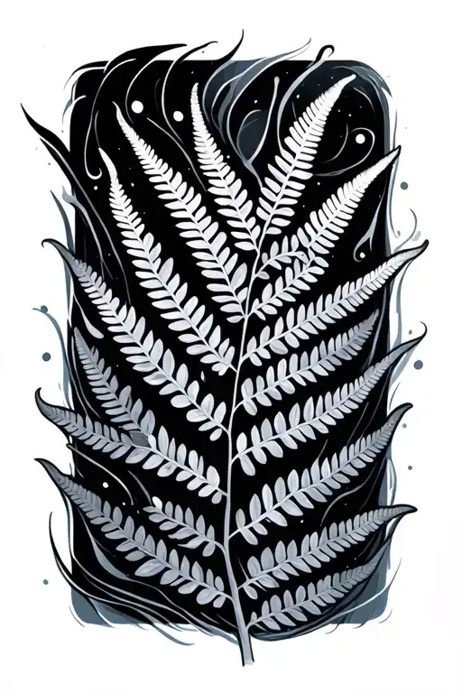 Black And Grey Fern Leaf