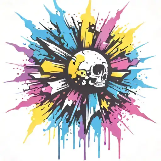 Spray Painted Circular Explosion Punk Themed