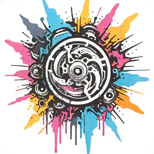 Spray Painted Circular Explosion Punk Themed