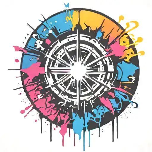 Spray Painted Circular Explosion Punk Themed