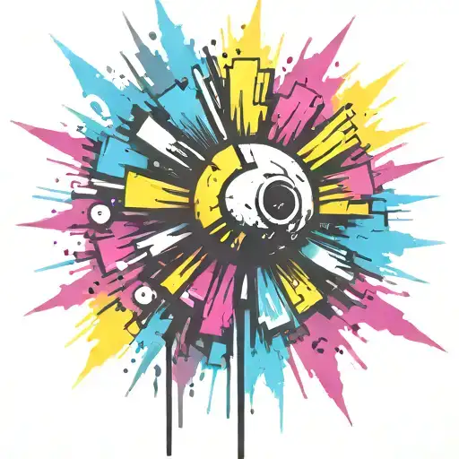 Spray Painted Circular Explosion Punk Themed