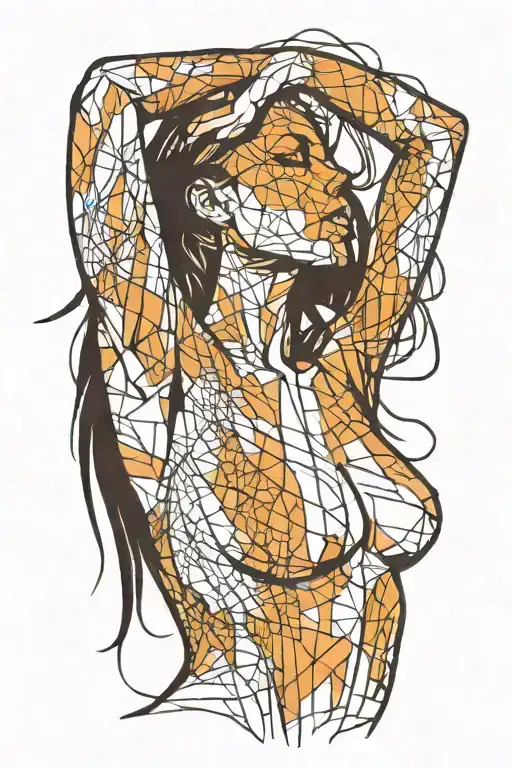 Faceless Slim Woman Silhouette Sensual Flexing