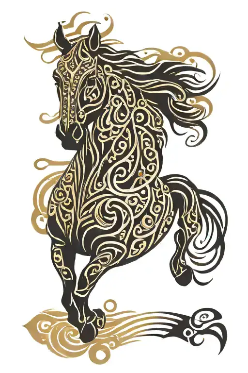 Front Face Horse Tribal S H Calligraphy