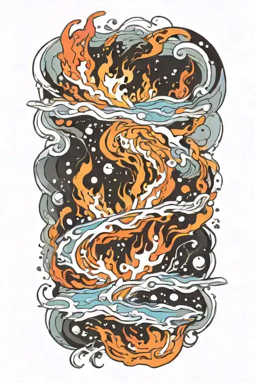 A River With Floating Ice Sheets On Fire