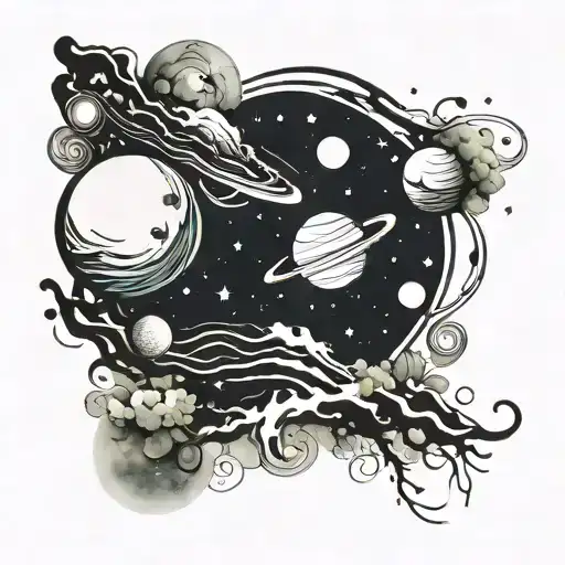 Space-themed Nature Scene With Brushstroke Details