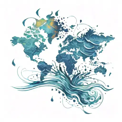 World Map Floating In Water