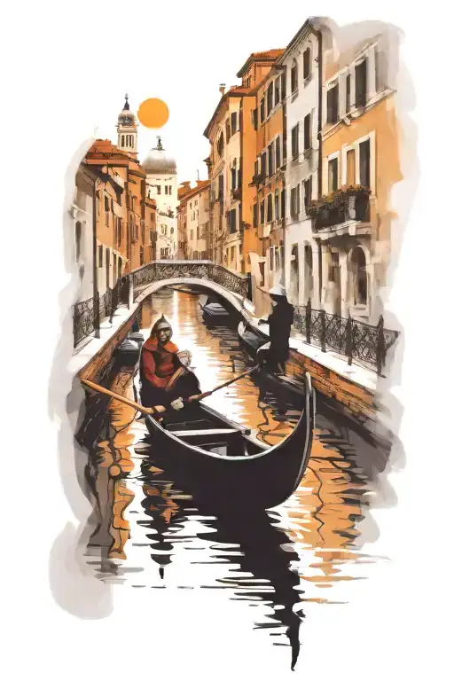 Gondola Venice Bridge Couple Sitting