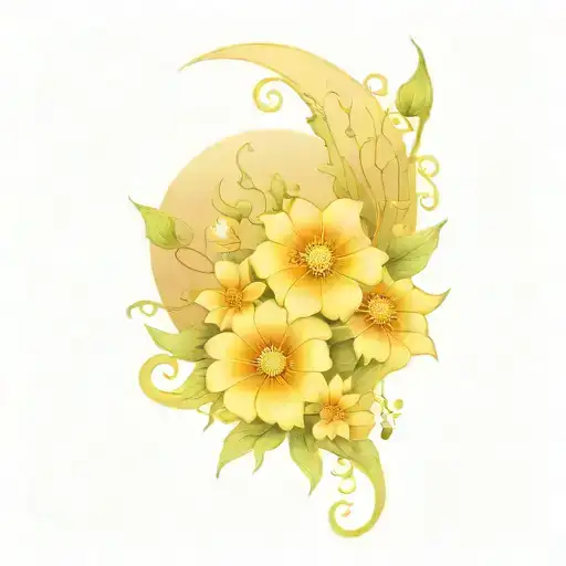 Witchy Moon And Flowers Intertwined Vines