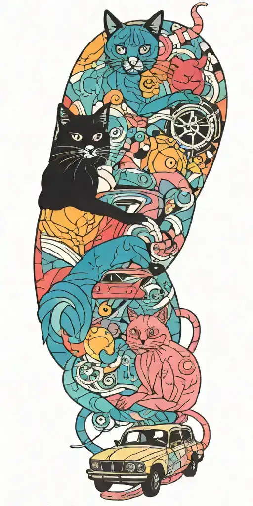 Two Gay Men With Two Black Cats Sitting In A Bmw