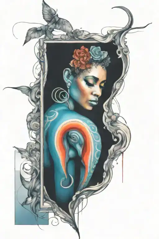 Elephant Head Infinity Symbol Love Heart Divided And Afro Ballerina Portrait