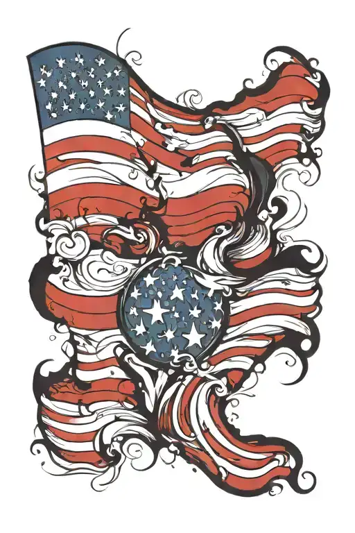 American Flag Primarily Black