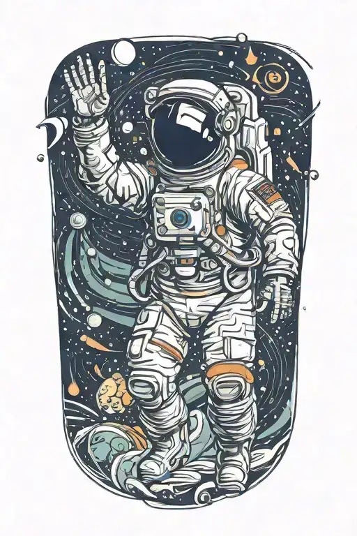 Astronaut With His Hand In The Air